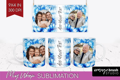Winter Photo Frame Mug Wrap - Tie Dye Mug Sublimation Sublimation OrangeBrushStudio 