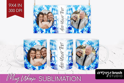 Winter Photo Frame Mug Wrap - Tie Dye Mug Sublimation Sublimation OrangeBrushStudio 