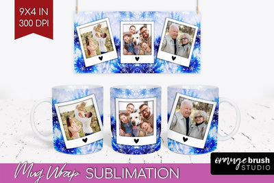 Winter Photo Frame Mug Wrap - Tie Dye Mug Sublimation Sublimation OrangeBrushStudio 