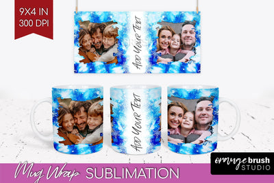 Winter Photo Frame Mug Wrap - Tie Dye Mug Sublimation Sublimation OrangeBrushStudio 