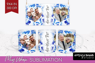 Winter Photo Frame Mug Wrap - Tie Dye Mug Sublimation Sublimation OrangeBrushStudio 