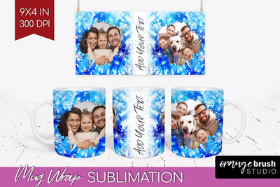 Winter Photo Frame Mug Wrap - Tie Dye Mug Sublimation Sublimation OrangeBrushStudio 