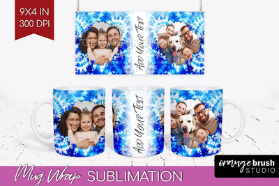 Winter Photo Frame Mug Wrap - Tie Dye Mug Sublimation Sublimation OrangeBrushStudio 
