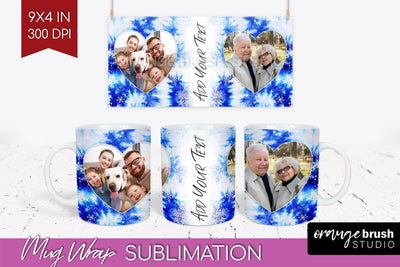 Winter Photo Frame Mug Wrap - Tie Dye Mug Sublimation Sublimation OrangeBrushStudio 