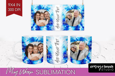 Winter Photo Frame Mug Wrap - Tie Dye Mug Sublimation Sublimation OrangeBrushStudio 