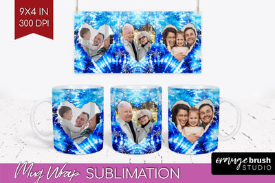 Winter Photo Frame Mug Wrap - Tie Dye Mug Sublimation Sublimation OrangeBrushStudio 