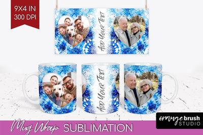 Winter Photo Frame Mug Wrap - Tie Dye Mug Sublimation Sublimation OrangeBrushStudio 
