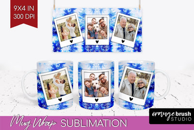 Winter Photo Frame Mug Wrap - Tie Dye Mug Sublimation Sublimation OrangeBrushStudio 