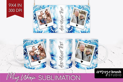 Winter Photo Frame Mug Wrap - Tie Dye Mug Sublimation Sublimation OrangeBrushStudio 