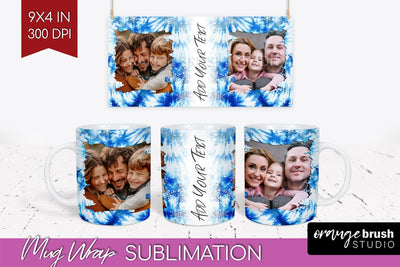 Winter Photo Frame Mug Wrap - Tie Dye Mug Sublimation Sublimation OrangeBrushStudio 