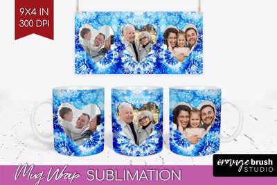 Winter Photo Frame Mug Wrap - Tie Dye Mug Sublimation Sublimation OrangeBrushStudio 