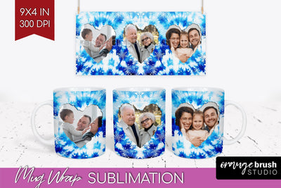 Winter Photo Frame Mug Wrap - Tie Dye Mug Sublimation Sublimation OrangeBrushStudio 