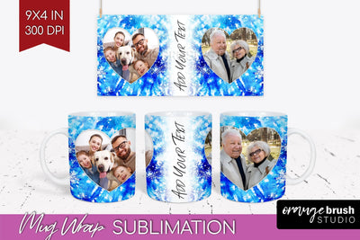 Winter Photo Frame Mug Wrap - Tie Dye Mug Sublimation Sublimation OrangeBrushStudio 