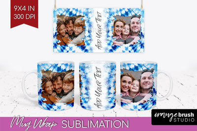 Winter Photo Frame Mug Wrap - Tie Dye Mug Sublimation Sublimation OrangeBrushStudio 