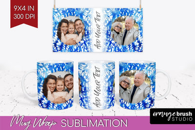 Winter Photo Frame Mug Wrap - Tie Dye Mug Sublimation Sublimation OrangeBrushStudio 