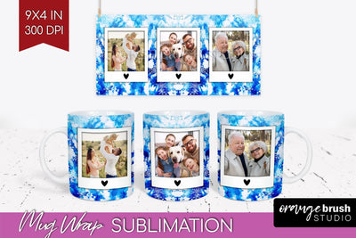 Winter Photo Frame Mug Wrap - Tie Dye Mug Sublimation Sublimation OrangeBrushStudio 