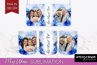 Winter Photo Frame Mug Wrap - Tie Dye Mug Sublimation Sublimation OrangeBrushStudio 
