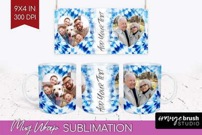 Winter Photo Frame Mug Wrap - Tie Dye Mug Sublimation Sublimation OrangeBrushStudio 
