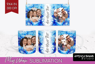 Winter Photo Frame Mug Wrap - Tie Dye Mug Sublimation Sublimation OrangeBrushStudio 
