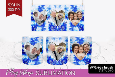 Winter Photo Frame Mug Wrap - Tie Dye Mug Sublimation Sublimation OrangeBrushStudio 