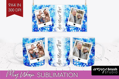 Winter Photo Frame Mug Wrap - Tie Dye Mug Sublimation Sublimation OrangeBrushStudio 