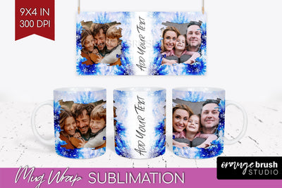 Winter Photo Frame Mug Wrap - Tie Dye Mug Sublimation Sublimation OrangeBrushStudio 