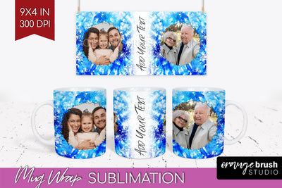 Winter Photo Frame Mug Wrap - Tie Dye Mug Sublimation Sublimation OrangeBrushStudio 