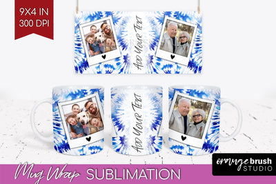 Winter Photo Frame Mug Wrap - Tie Dye Mug Sublimation Sublimation OrangeBrushStudio 