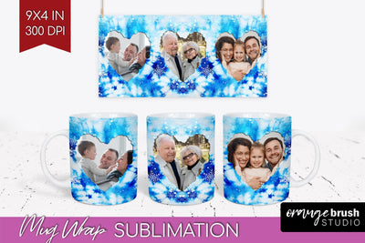 Winter Photo Frame Mug Wrap - Tie Dye Mug Sublimation Sublimation OrangeBrushStudio 