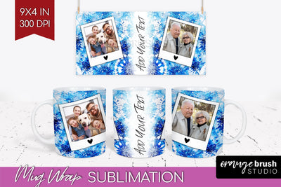 Winter Photo Frame Mug Wrap - Tie Dye Mug Sublimation Sublimation OrangeBrushStudio 