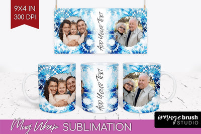 Winter Photo Frame Mug Wrap - Tie Dye Mug Sublimation Sublimation OrangeBrushStudio 