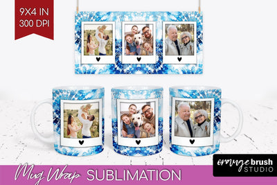 Winter Photo Frame Mug Wrap - Tie Dye Mug Sublimation Sublimation OrangeBrushStudio 