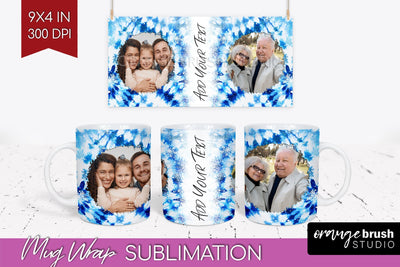 Winter Photo Frame Mug Wrap - Tie Dye Mug Sublimation Sublimation OrangeBrushStudio 