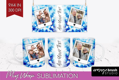 Winter Photo Frame Mug Wrap - Tie Dye Mug Sublimation Sublimation OrangeBrushStudio 