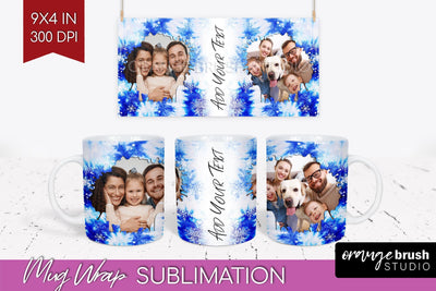 Winter Photo Frame Mug Wrap - Tie Dye Mug Sublimation Sublimation OrangeBrushStudio 