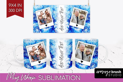 Winter Photo Frame Mug Wrap - Tie Dye Mug Sublimation Sublimation OrangeBrushStudio 