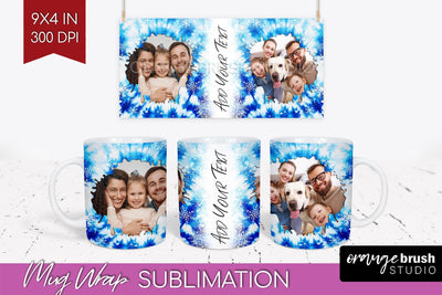 Winter Photo Frame Mug Wrap - Tie Dye Mug Sublimation Sublimation OrangeBrushStudio 