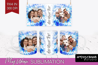 Winter Photo Frame Mug Wrap - Tie Dye Mug Sublimation Sublimation OrangeBrushStudio 
