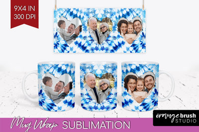 Winter Photo Frame Mug Wrap - Tie Dye Mug Sublimation Sublimation OrangeBrushStudio 