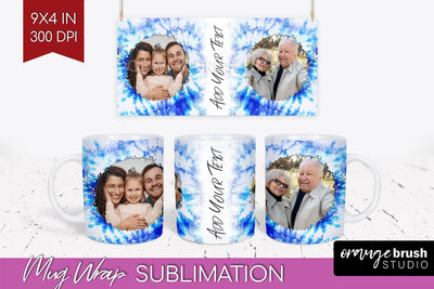 Winter Photo Frame Mug Wrap - Tie Dye Mug Sublimation Sublimation OrangeBrushStudio 
