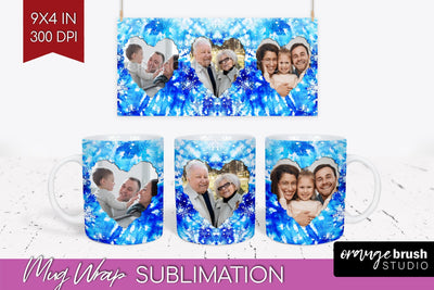 Winter Photo Frame Mug Wrap - Tie Dye Mug Sublimation Sublimation OrangeBrushStudio 