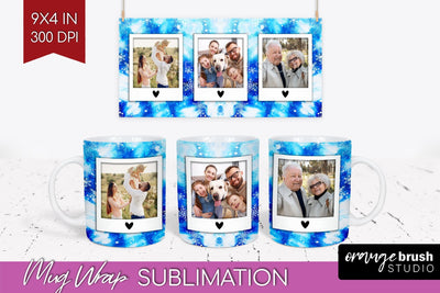 Winter Photo Frame Mug Wrap - Tie Dye Mug Sublimation Sublimation OrangeBrushStudio 