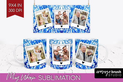 Winter Photo Frame Mug Wrap - Tie Dye Mug Sublimation Sublimation OrangeBrushStudio 