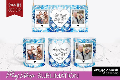 Winter Photo Frame Mug Wrap - Tie Dye Mug Sublimation Sublimation OrangeBrushStudio 
