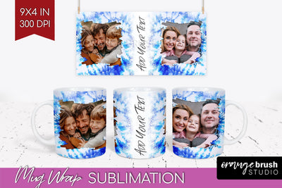 Winter Photo Frame Mug Wrap - Tie Dye Mug Sublimation Sublimation OrangeBrushStudio 