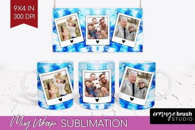 Winter Photo Frame Mug Wrap - Tie Dye Mug Sublimation Sublimation OrangeBrushStudio 