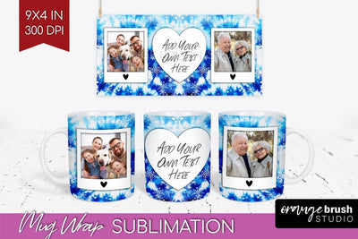 Winter Photo Frame Mug Wrap - Tie Dye Mug Sublimation Sublimation OrangeBrushStudio 