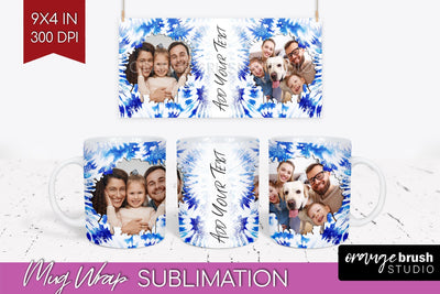 Winter Photo Frame Mug Wrap - Tie Dye Mug Sublimation Sublimation OrangeBrushStudio 