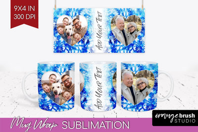 Winter Photo Frame Mug Wrap - Tie Dye Mug Sublimation Sublimation OrangeBrushStudio 