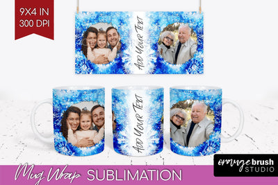 Winter Photo Frame Mug Wrap - Tie Dye Mug Sublimation Sublimation OrangeBrushStudio 
